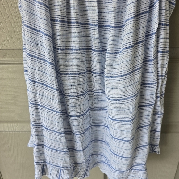 Lane Bryant Linen Blend Top Sz 22 Beach Nautical Stripe Adjustable Strap Ruffle - Picture 6 of 13